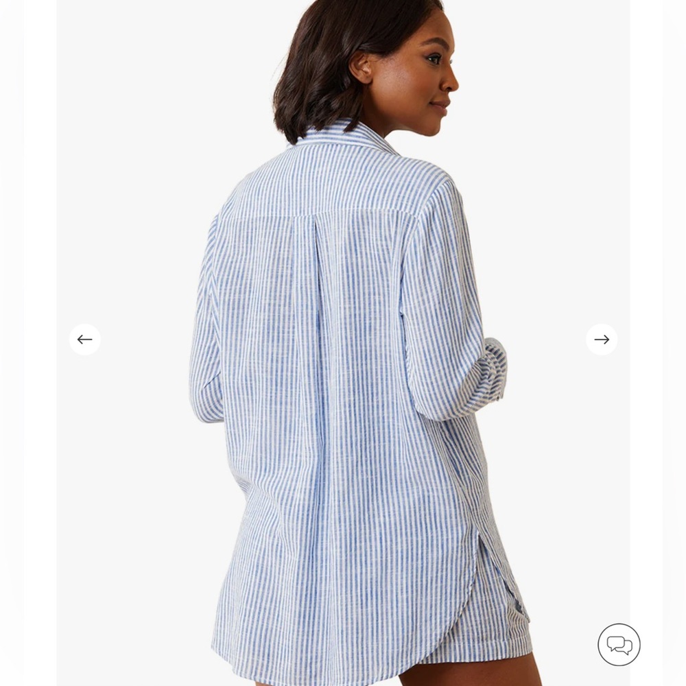 Tommy Bahama Women’s Blue & White Striped Tunic Length Shirt/Swim Cover. Large - Picture 3 of 9